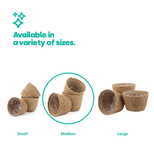18cm Medium Seagrass Plant Pots Set of 3